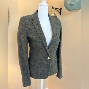 Zara basic tweed blazer with brown elbow patch